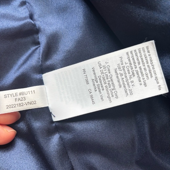 J. CREW Peacoat Puffer Jacket Shiny Nylon Blue Gold Button Women’s Size Large - Picture 9 of 10